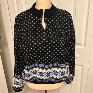 Vintage Nuggets Black and White Fair Isle Women's Holiday/Christmas Sweater